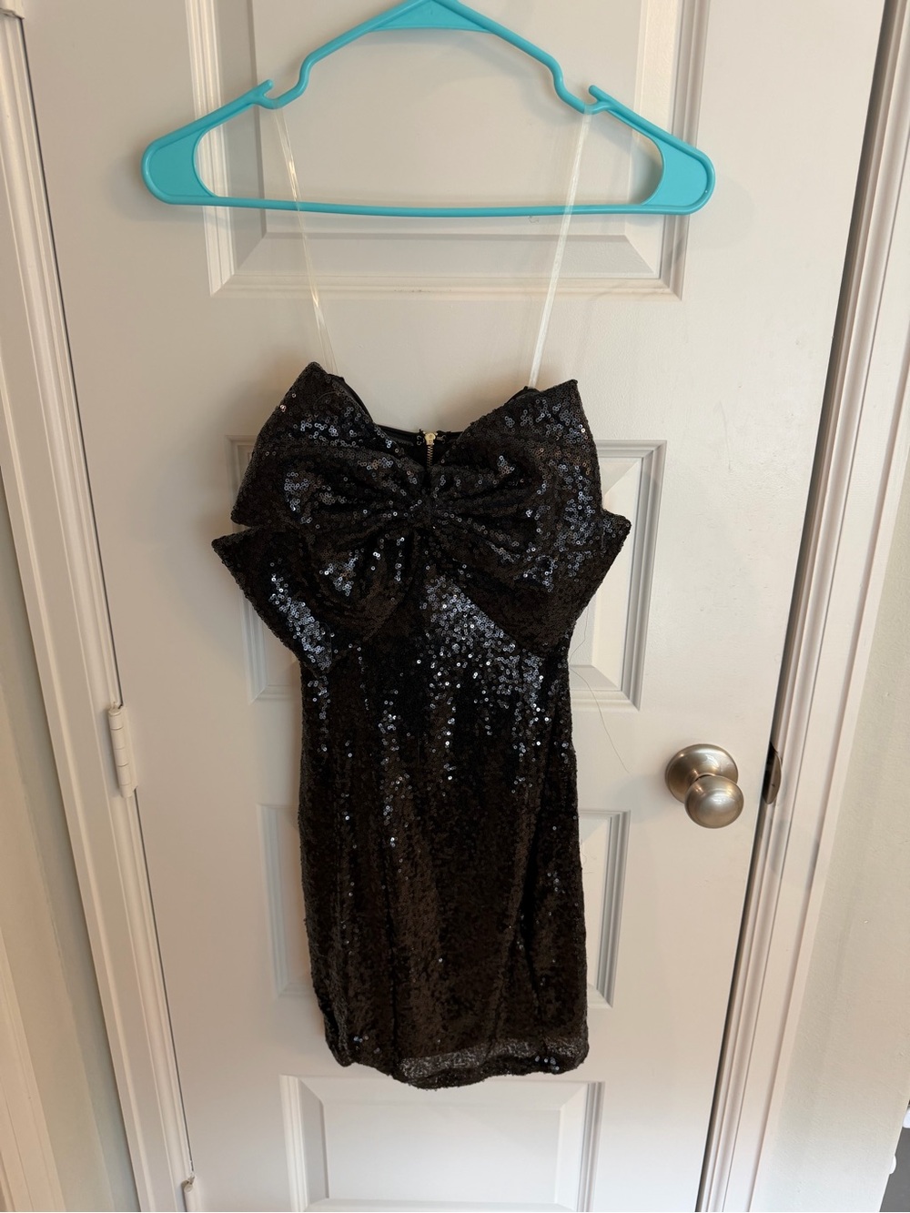 Black Sequin Bow Strap Dress for Kids